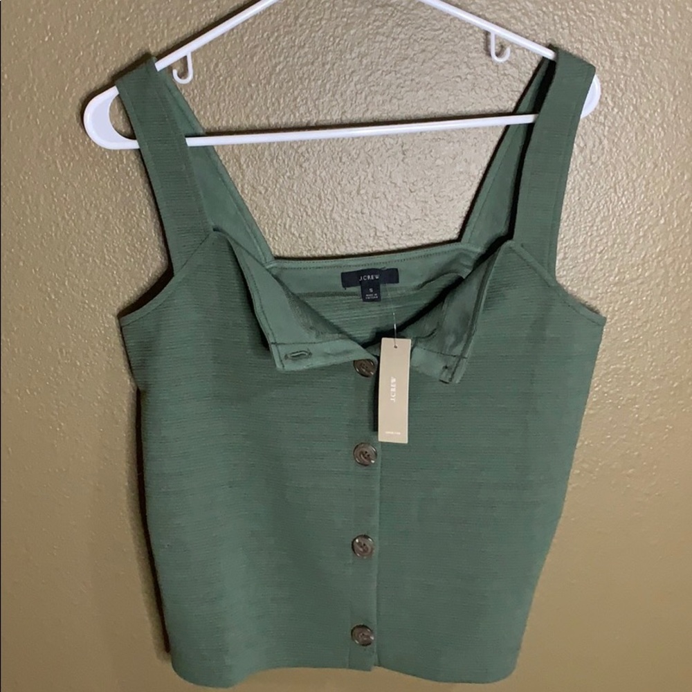 *NWT* J Crew small green button up tank top